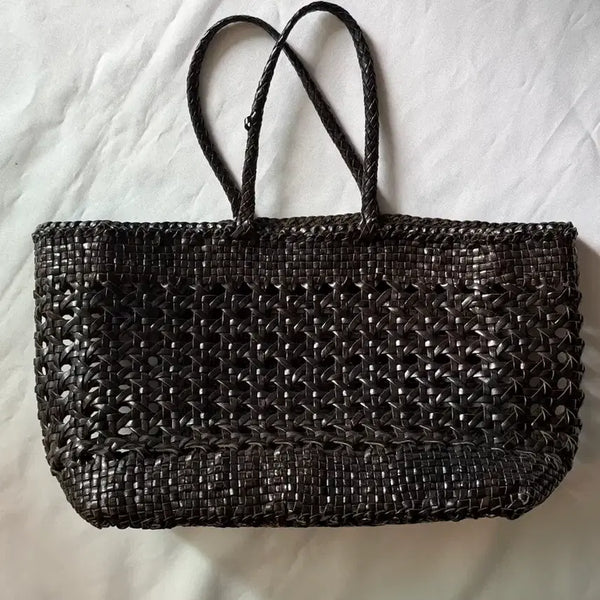 [BUNJANG] Dragon Diffusion Black Leather Woven Shoulder Bag / 드래곤 디퓨전 백 블랙