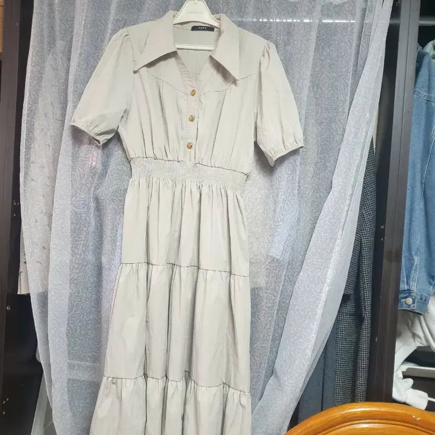 [BUNJANG] Beige Dress (Size: 55-66) / 55~날씬66 베이지 원피스