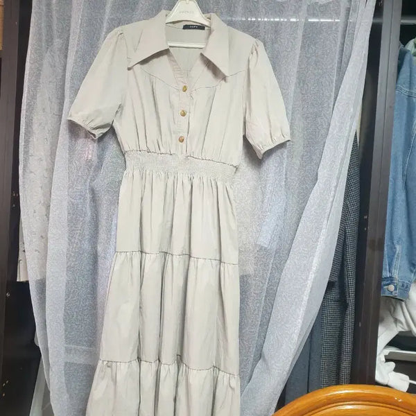 [BUNJANG] Beige Dress (Size: 55-66) / 55~날씬66 베이지 원피스