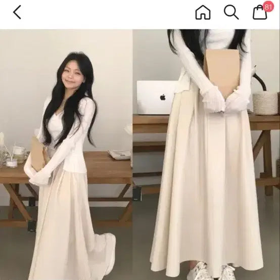 [BUNJANG] Ablie Long Coat Ivory/Black / 에이블리 롱스코트 아이보리/블랙