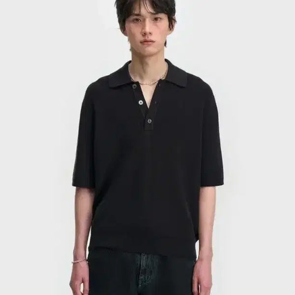 [BUNJANG] Bellier Cloud Polo Knit Black Size 4 (100) / 벨리에 클라우드 폴로 니트블랙 4(100)사이즈