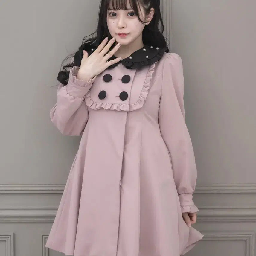 [BUNJANG] Pium York Frill One-Piece Coat / pium 피움 요크 프릴 원피스 코트