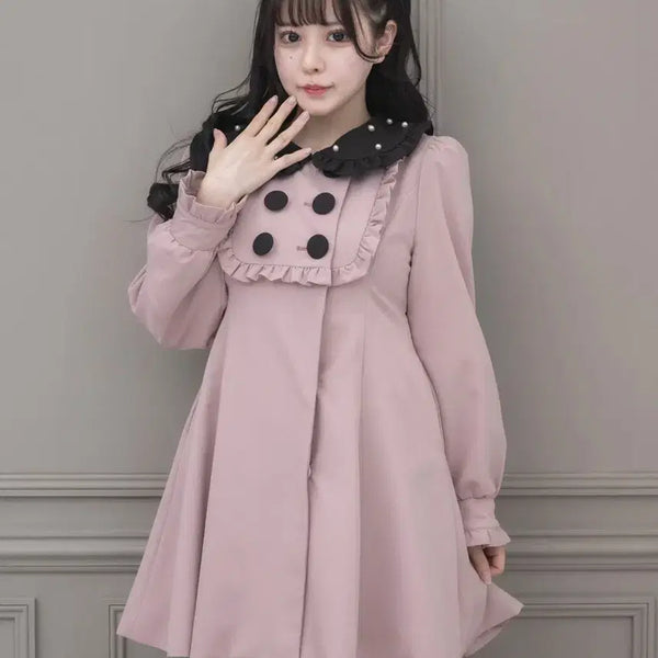 [BUNJANG] Pium York Frill One-Piece Coat / pium 피움 요크 프릴 원피스 코트