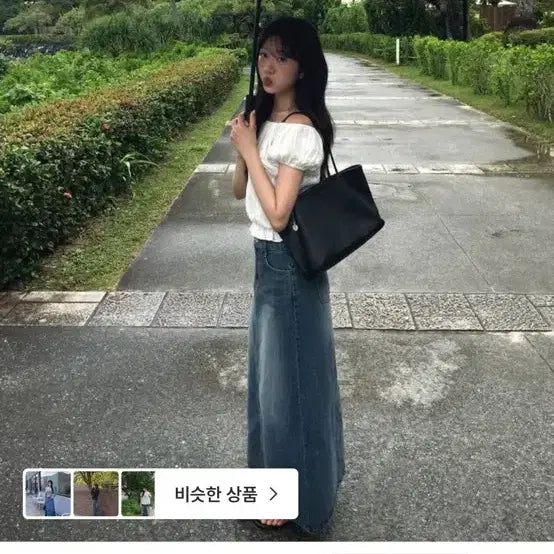 [BUNJANG] Peter and Wendy Washed Denim Long Skirt / 피터앤웬디 필름 워싱 데님 롱 스커트