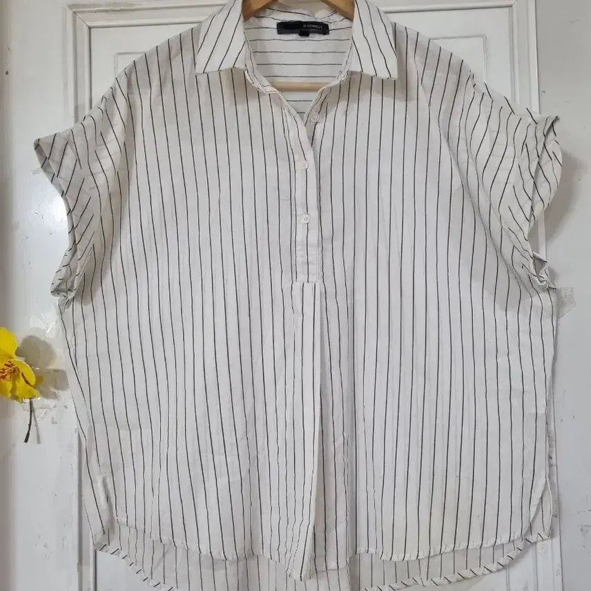 [BUNJANG] Premium Cotton Blend Striped Blouse / 여름 시원한 고급스러운 핏이이쁜. 면.블라우스. 스판끼조금