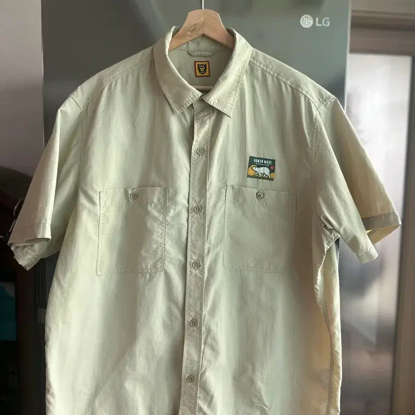 [BUNJANG] Human Made Nylon Short Sleeve Shirt Beige / 휴먼메이드 나일론 베이지 반팔 셔츠입니다