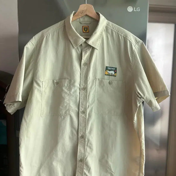 [BUNJANG] Human Made Nylon Short Sleeve Shirt Beige / 휴먼메이드 나일론 베이지 반팔 셔츠입니다