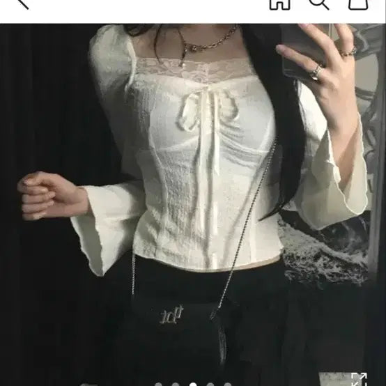 [BUNJANG] White Lace Frill Blouse / 화이트 레이스 프릴 블라우스