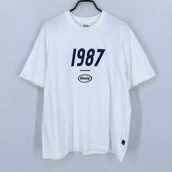 [BUNJANG] MMLG Women's Summer Loose Fit Round Neck Short Sleeve T-Shirt Light Ivory S / 엠엠엘지 여성 여름 루즈핏 라운드반팔 연아이보리S (HU45621)