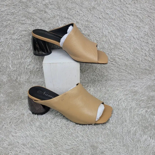 [BUNJANG] GuJe Jjanjjangmaen 230 Wooden Heel Beige Sandals Slippers / 구제짱짱맨 230 나무하나 베이지 샌들 슬리퍼