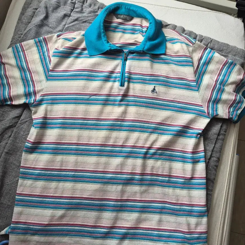 [BUNJANG] Beanpole Golf Men's Short Sleeve Zip-Up Polo Shirt / 빈폴 골프 남성 반팔 100 - 105
