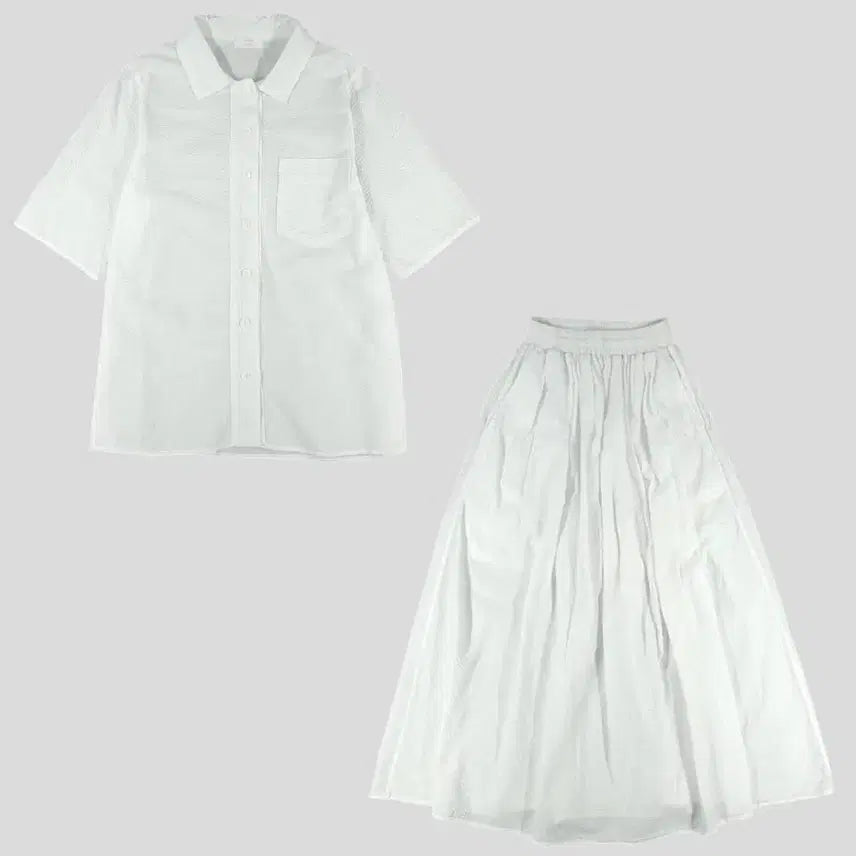 [BUNJANG] STAINLESS White Seersucker Half-Sleeve Shirt / STAINLESS 스태인리스 화이트 체스트포켓 시어서커 반팔셔츠 하프셔츠