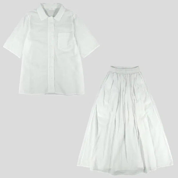 [BUNJANG] STAINLESS White Seersucker Half-Sleeve Shirt / STAINLESS 스태인리스 화이트 체스트포켓 시어서커 반팔셔츠 하프셔츠