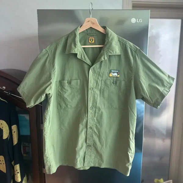 [BUNJANG] Human Made Nylon Short Sleeve Shirt Olive / 휴먼메이드 나일론 올리브 반팔 셔츠입니다