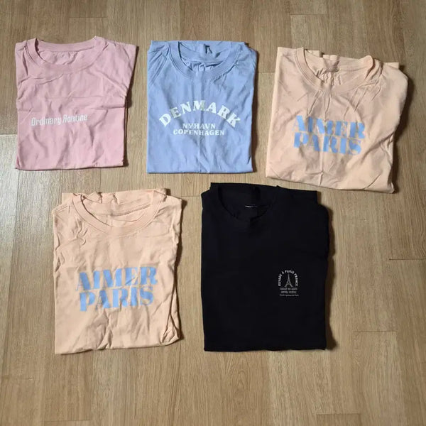 [BUNJANG] 100% Cotton T-Shirt Bundle (5 Pieces, Size 85-90) / (새상품)면100%반팔티 5개 일괄판매(85-90사이즈)