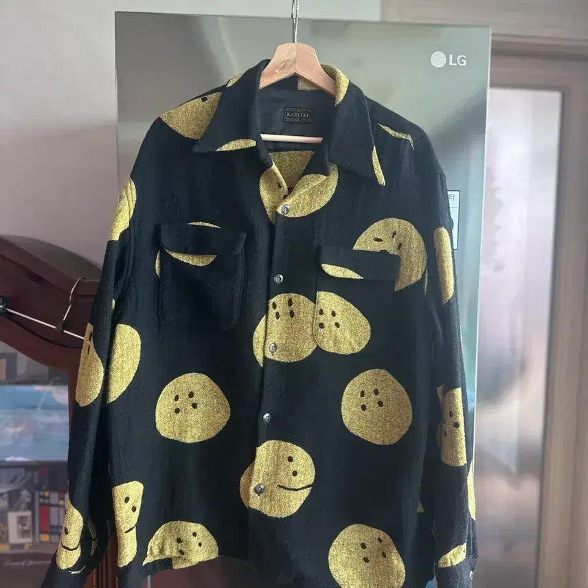 [BUNJANG] Kapital Wool Cotton Blend Rainbow Character Knit Shirt Jacket / 캐피탈 울 면 혼방 셔츠