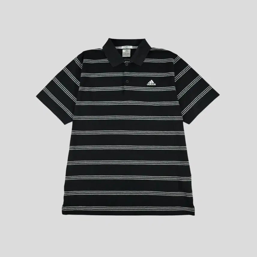 [BUNJANG] Adidas JP Pigment Stripe Logo Climacool T-Shirt / 아디다스 JP 피그먼트 블랙 화이트 배색 스트라이프 로고 클라이마라이트