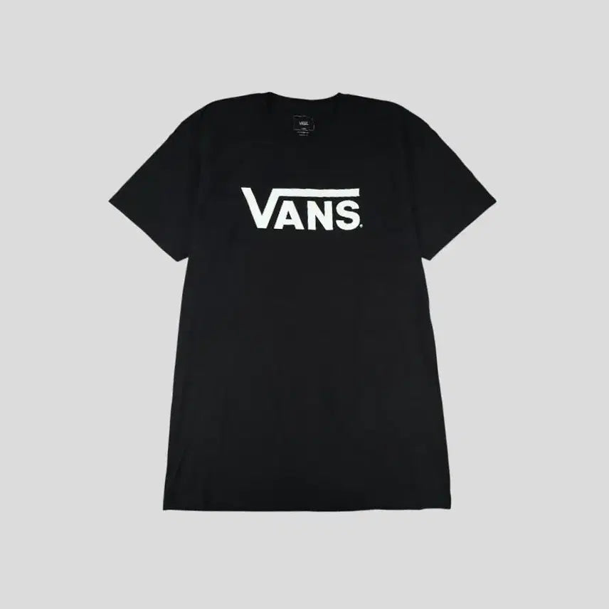 [BUNJANG] Vans Black White Logo Classic Fit Old Skool Cotton Short Sleeve T-Shirt / 반스 블랙 화이트 로고 클래식핏 올드스쿨 코튼 반팔 티셔츠 MADE IN