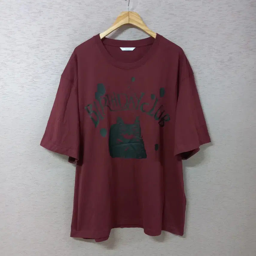 [BUNJANG] JUAN Print T-Shirt Burgundy Men's L / B7-3/JUAN 와인색 프린트 티셔츠  남성