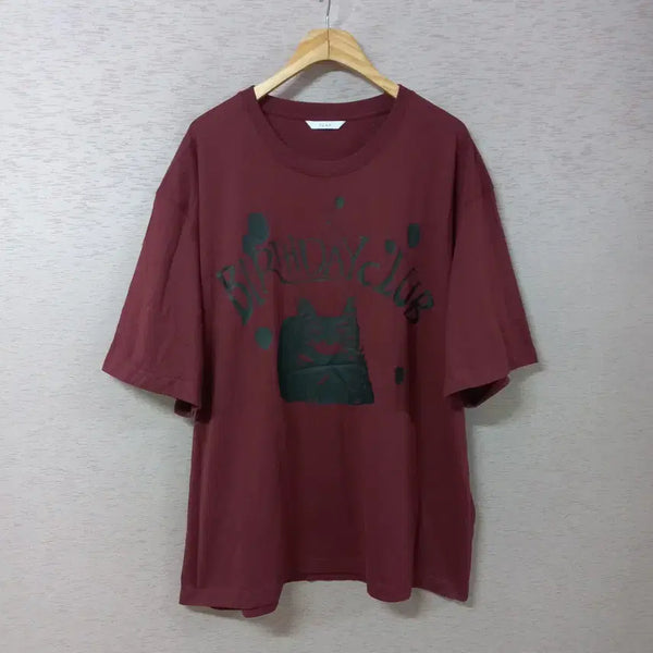 [BUNJANG] JUAN Print T-Shirt Burgundy Men's L / B7-3/JUAN 와인색 프린트 티셔츠  남성