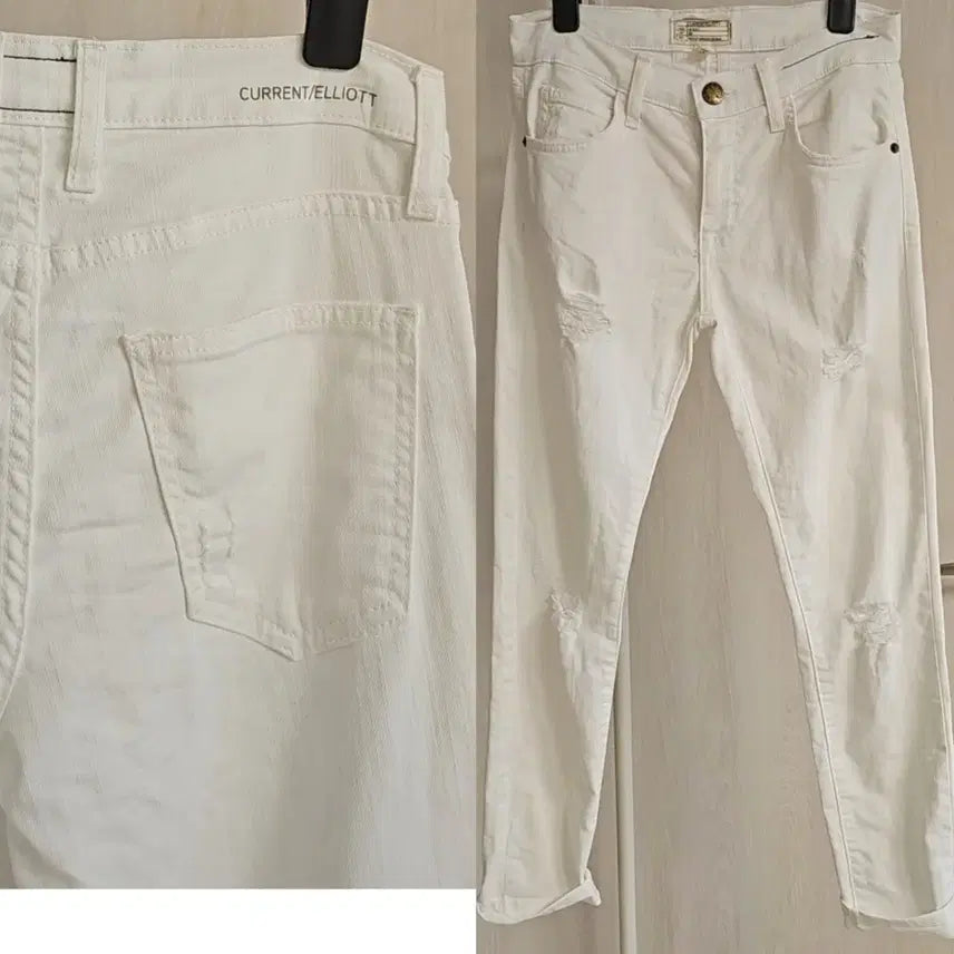 [BUNJANG] Current Elliott White Crop Jeans / 한섬.커런트엘리엇 화이트 크롭진 23~25