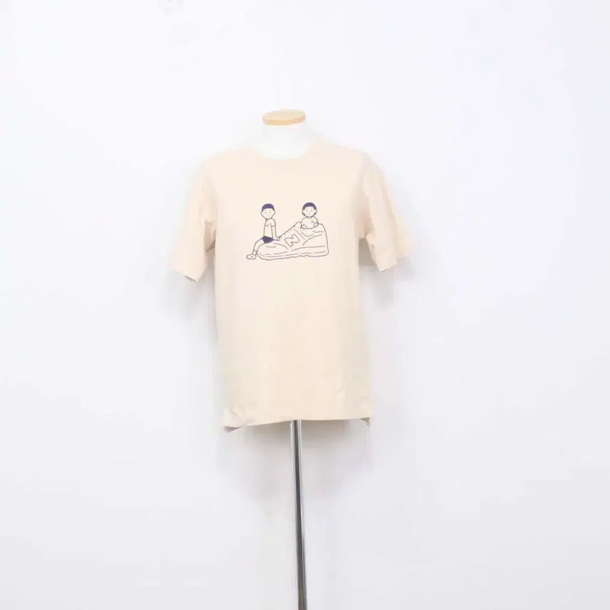 [BUNJANG] New Balance Men's Crew Neck Short Sleeve T-Shirt Beige S / [정품] 뉴발란스 남성 라운드 반팔 티셔츠 90(S)사이즈 정인샵