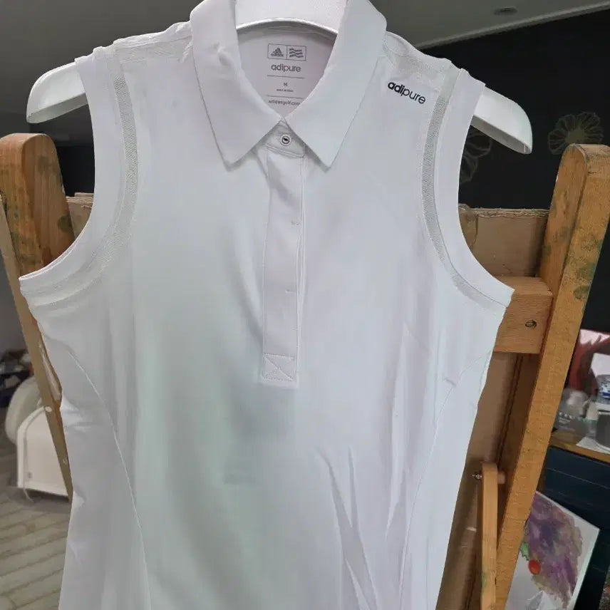 [BUNJANG] Adidas Women's Sleeveless Golf Wear T-Shirt White / 아디다스 여성 민소매골프웨어 흰색