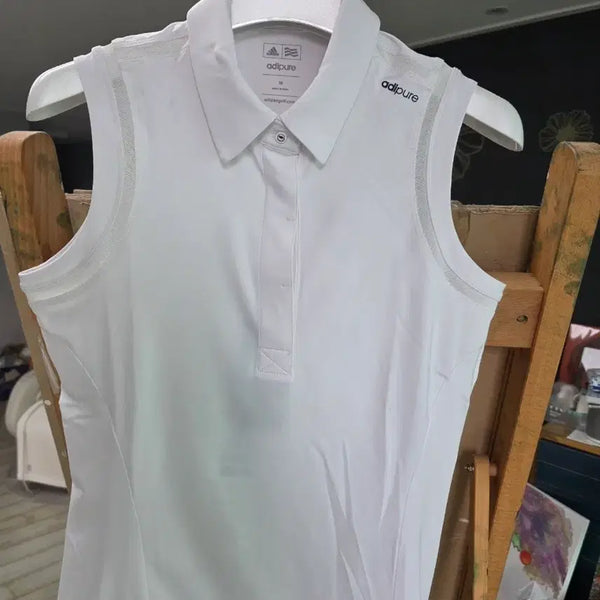 [BUNJANG] Adidas Women's Sleeveless Golf Wear T-Shirt White / 아디다스 여성 민소매골프웨어 흰색