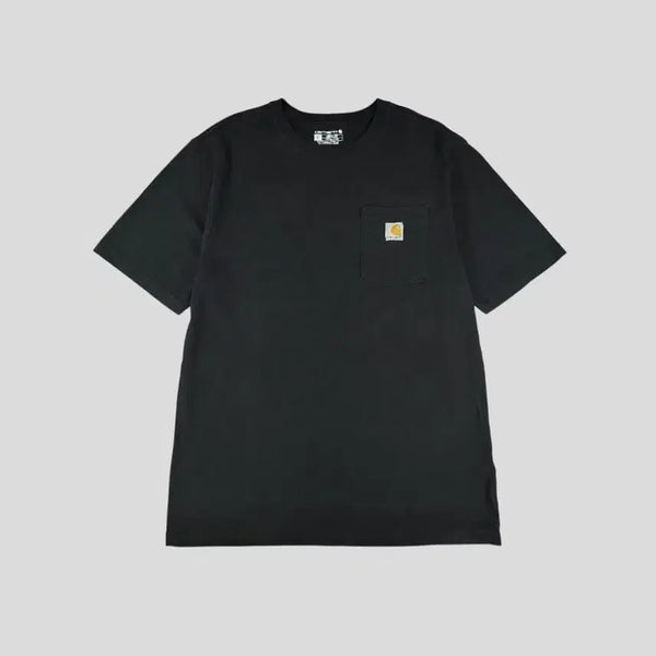 [BUNJANG] Carhartt K87 Pigment Black Logo Chest Pocket Loose Fit Workwear Cotton Short Sleeve T-Shirt / 칼하트 K87 피그먼트 블랙 로고 체스트포켓 루즈핏 워크웨어 코튼 반팔