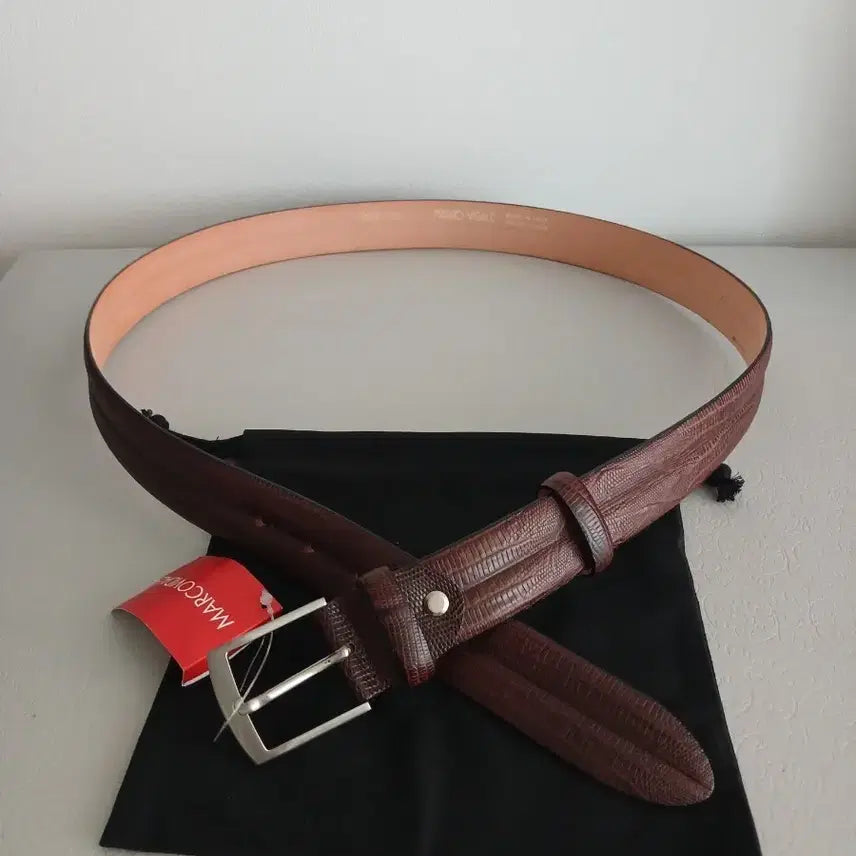 [BUNJANG] Marco Biagi Crocodile-Patterned Calfskin Leather Belt Brown / 마르코 비아지 소 가죽 벨트 브라운