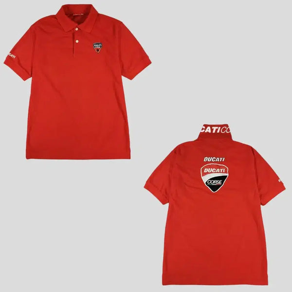 [BUNJANG] Ducati Red Logo Half-Button Collarneck PK Pique Short Sleeve T-Shirt M / DUCATI 두카티 레드 로고 하프버튼 카라넥 PK 피케 반팔 티셔츠 M