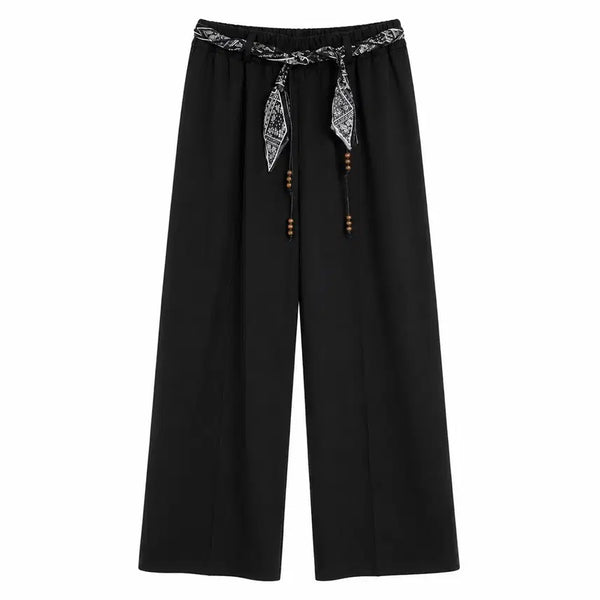 [BUNJANG] Black Wide-Leg Pants (New) / 밴딩 블랙 와이드팬츠(새상품)