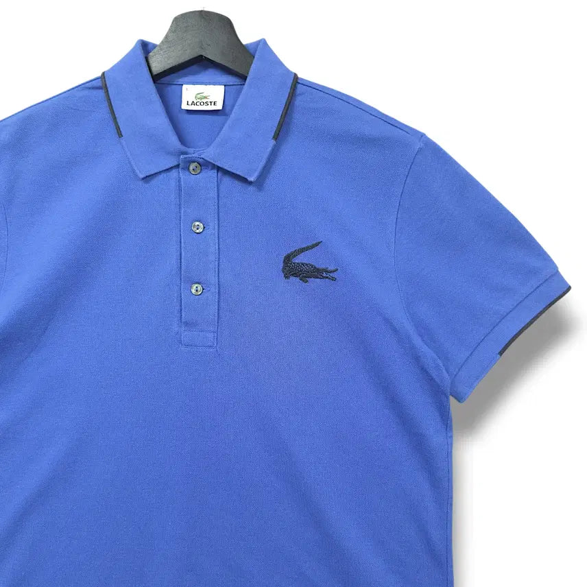[BUNJANG] Lacoste Cobalt Blue Big Croc Embroidered Pique Short Sleeve Polo Shirt (Size 100) / [100] 라코스테 코발트블루 빅크록 자수 피케 반팔 카라티셔츠