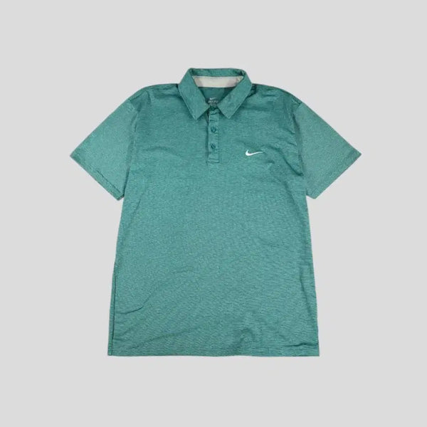 [BUNJANG] Nike Black Teal White Swoosh Logo Stripe Pattern Half-Button Dry Top / 나이키 블랙 청록 화이트 배색 스우시 로고 스트라이프패턴 하프버튼 드라이