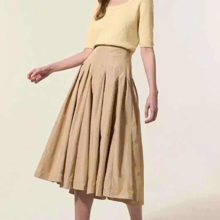 [BUNJANG] Lanvin Collection Pleated Skirt Beige / 랑방 플리츠 스커트 55