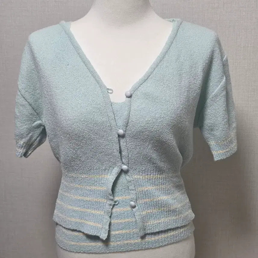 [BUNJANG] Grove Store Cropped Knit Cardigan Set / F ) 그로브 스토어 크롭 니트가디건 나시포함