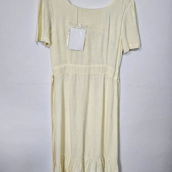 [BUNJANG] Light Yellow Blend Linen Dress S New / 라이트옐로우 마혼방린넨 원피스 90 S 새제품