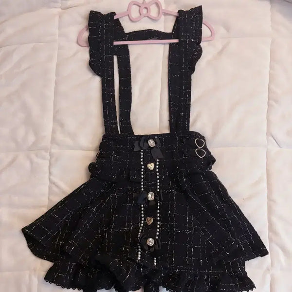 [BUNJANG] Lizlisa Tweed Suspender Skirt (Old Version, Black) / 리즈리사 트위드 서스펜더 구버전 블랙 지뢰계 양산형