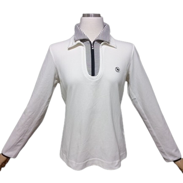 [BUNJANG] Adabat Women's Mesh Double Collar Golf Long Sleeve T-Shirt / 아다바트 매쉬 정품 여자 춘추용 기능성 이중카라넥 골프긴팔티셔츠90