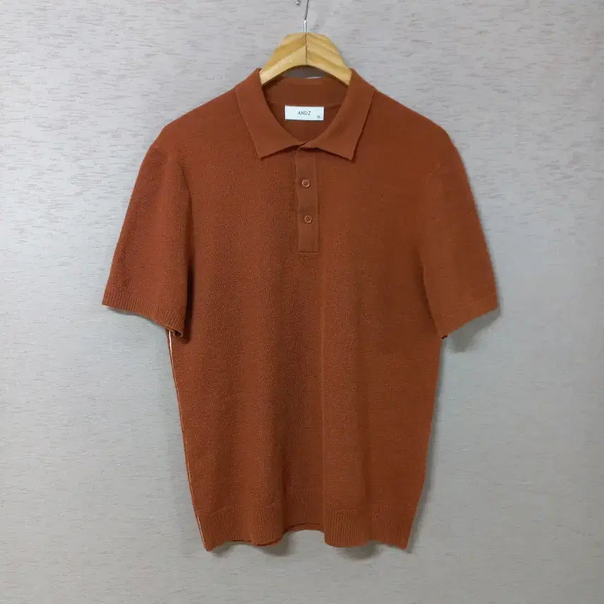 [BUNJANG] Andz Half-Sleeve Collar Knit T-Shirt Men's 95 / B7-3/앤드지 반팔 카라티 니트니 남성95