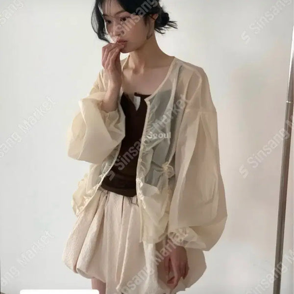 [BUNJANG] Sheer Windbreaker Cardigan / 바람막이 시스루 가디건