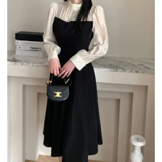 [BUNJANG] Flatper Chiffon Layered Bustier Long Dress / 66~77/플랫퍼 쉬폰 레이어드 뷔스티에 롱원피스 하객 돌잔치