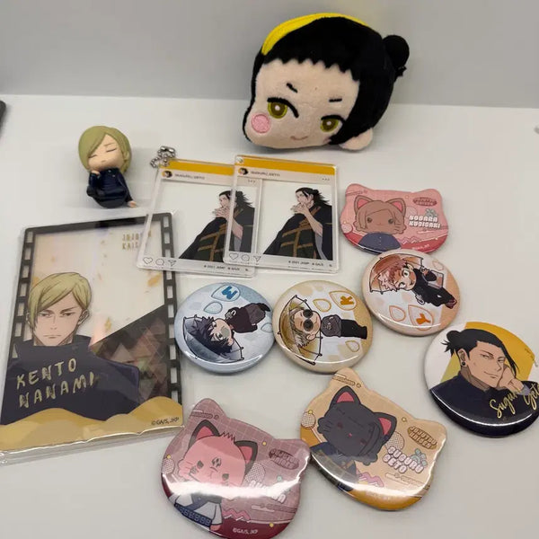 [BUNJANG] Jujutsu Kaisen Geto, Nanami, Nobara Bundle Set (Can Badges, Acrylic Figures, Plush, etc.) / 일괄)주술회전 게토, 나나미 등 굿즈 세트 (캔뱃지 아크릴 피규어 등)