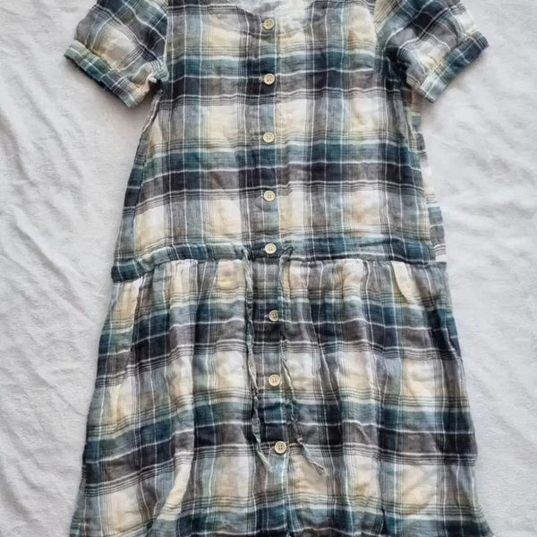 [BUNJANG] Vintage Mori Girl Check T-Shirt / 빈티지 모리걸 하구미 체크 티셔츠