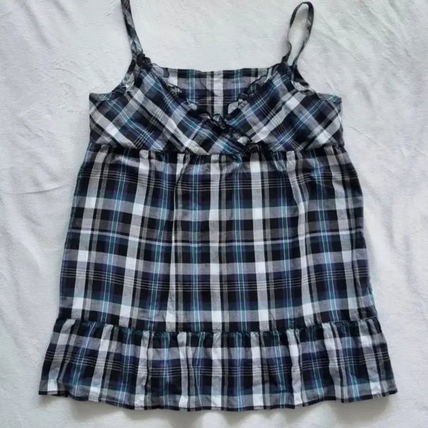 [BUNJANG] Vintage Mori Girl Check Camisole / 빈티지 모리걸 하구미 체크 나시