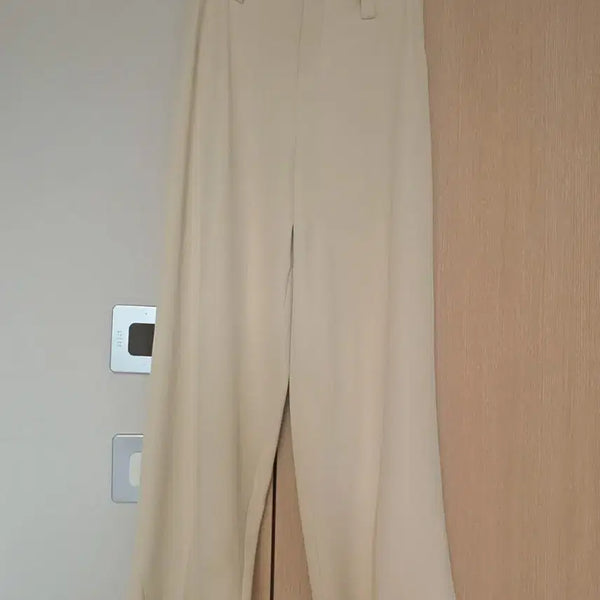 [BUNJANG] Cream Beige Cooling Wide Summer Slacks / 크림베이지   쿨링 와이드 여름슬랙스