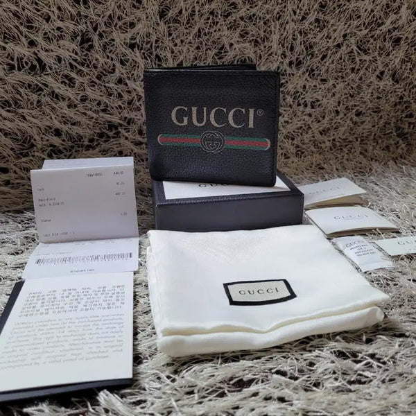 [BUNJANG] Gucci Bi-fold Wallet Leather Men's Black / 구찌 반지갑 지갑 띠로고 가죽 남성 남자 블랙 [OS]