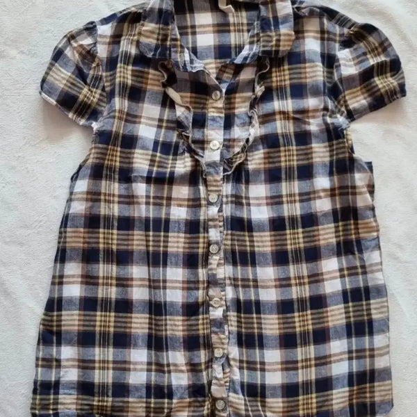 [BUNJANG] Vintage Mori Girl Checkered Top / 빈티지 모리걸 하구미 체크 탑