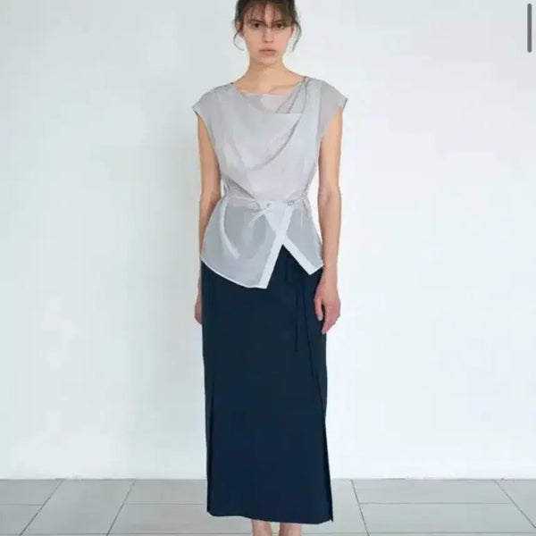 [BUNJANG] Women's Ice Grey Wrap Style Blouse - Size M / 하시에 블라우스 m