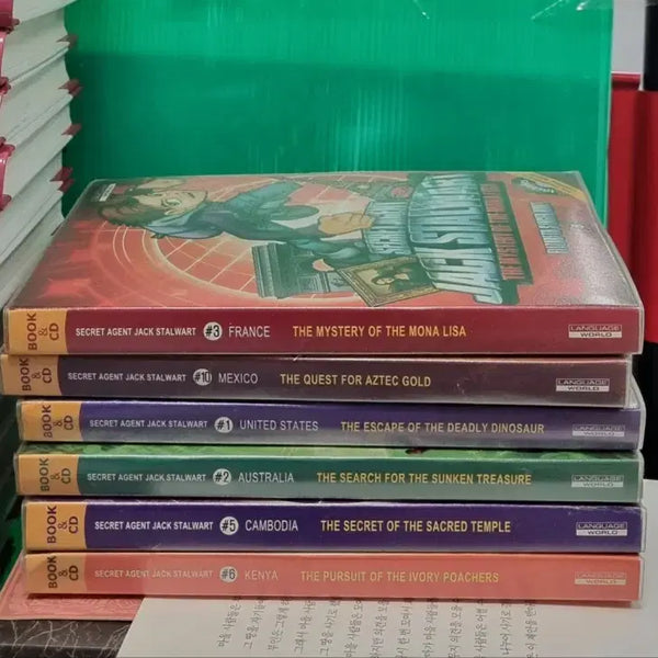 [BUNJANG] Secret Agent Jack Stalwart Weinstein Books (6 Volumes) + CDs (14) - Children's Edition / 시크릿 에이전트 잭 스톨워크 WEINSTEIN북스 6권+시디14개